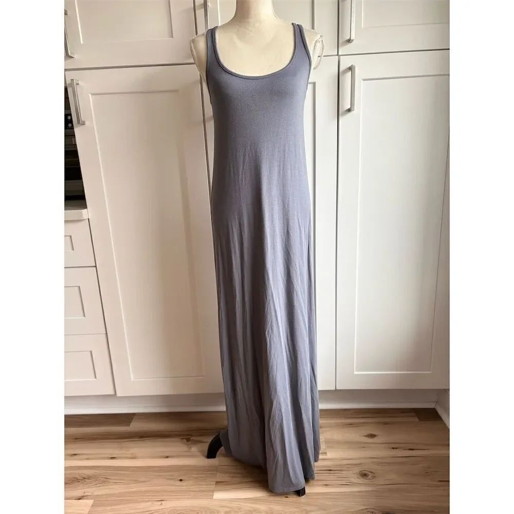 Michael Stars Sleeveless Racerback Modal Maxi Dress Gray S Stretch Lagenlook